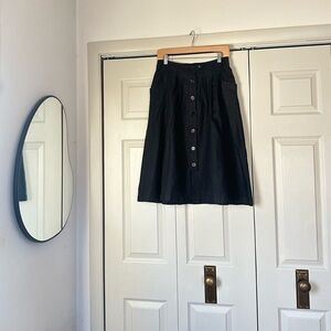 Grace Elements Black Button-Front A-Line Skirt